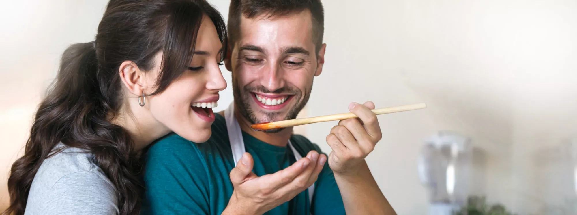 Couple cooking together